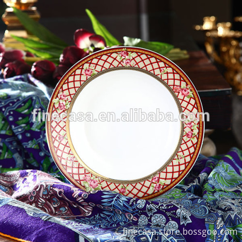 8.5 Inches Luxury Fine Bone China White Porcelain Wedding Plate